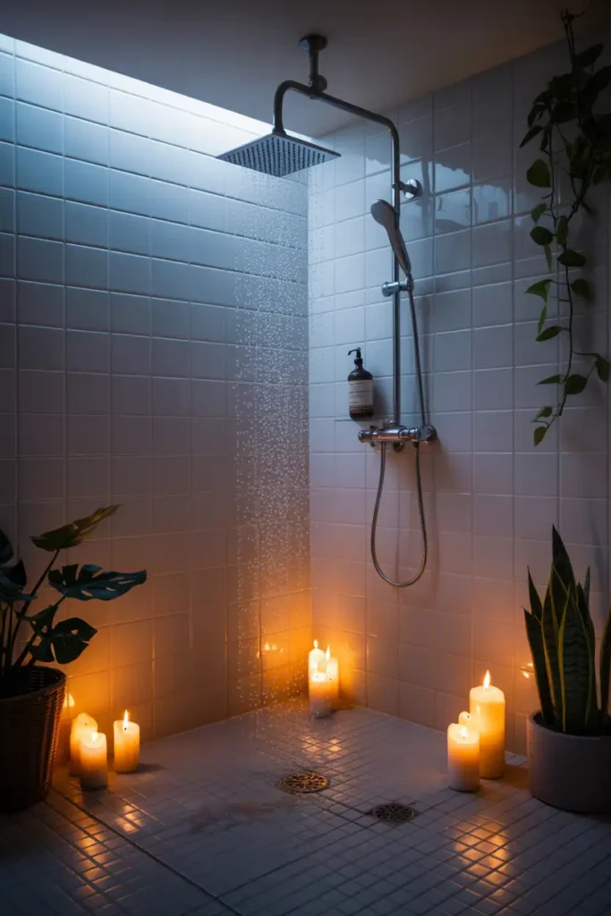 Basement Spa with Rain Shower and Candles