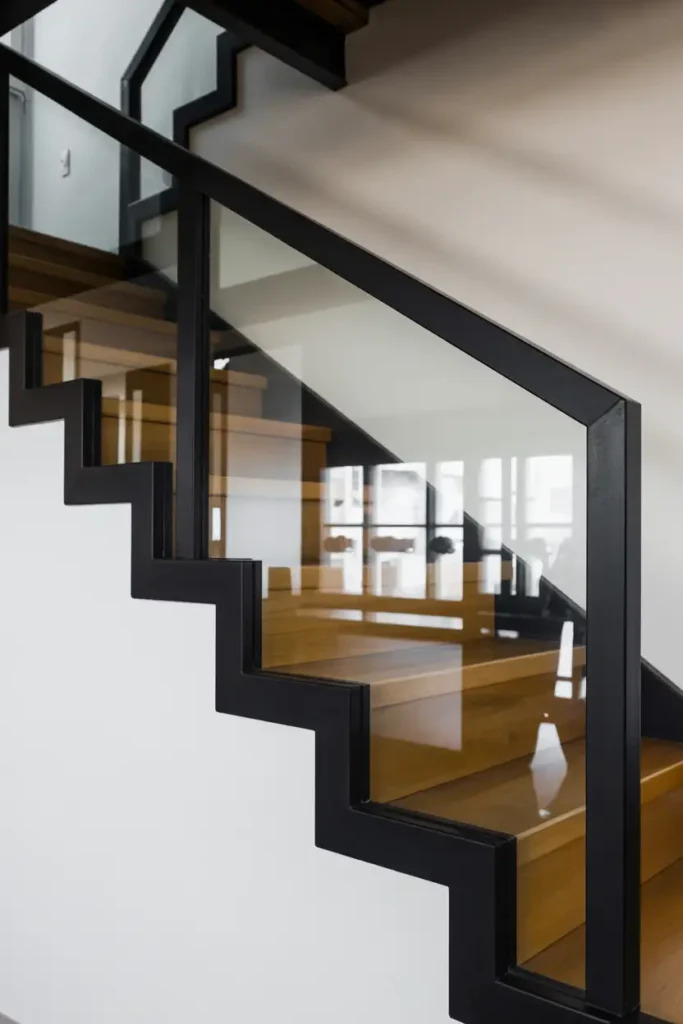 Black Trim Glass Railings for Industrial Look