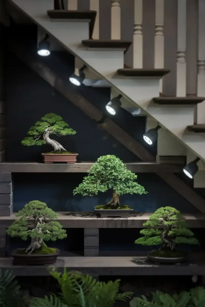 Bonsai Display Garden with Accent Lighting