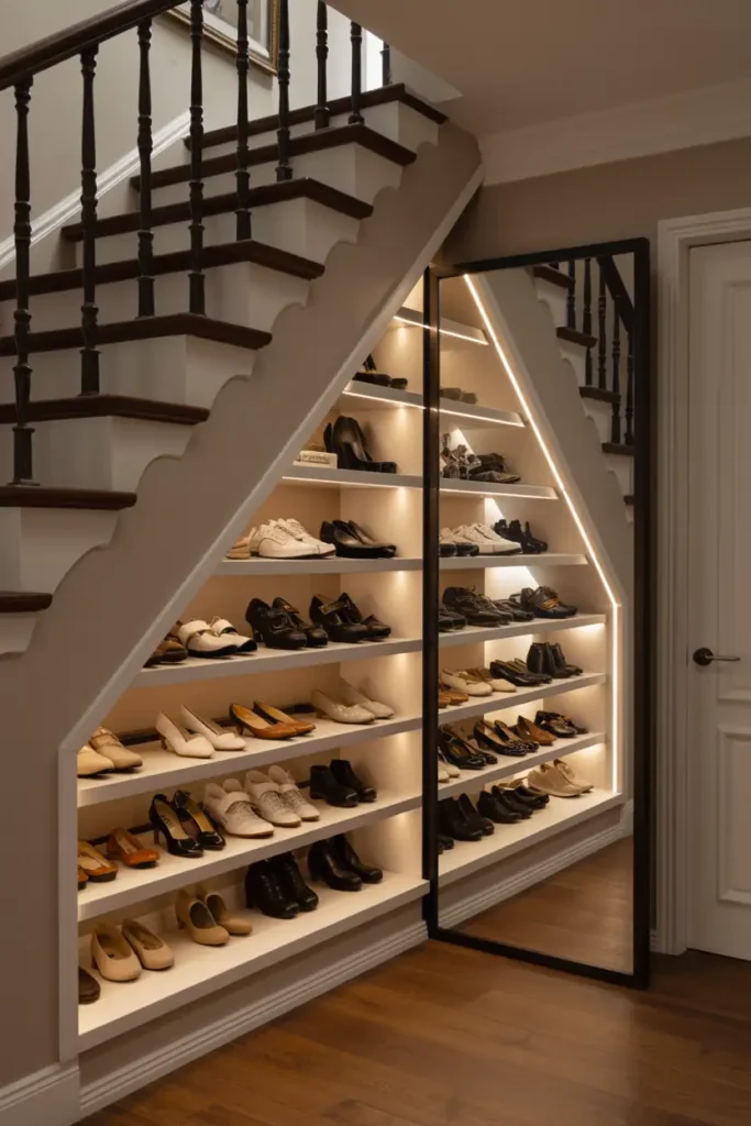 Built In Shoe Closet with Full Length Mirror 1