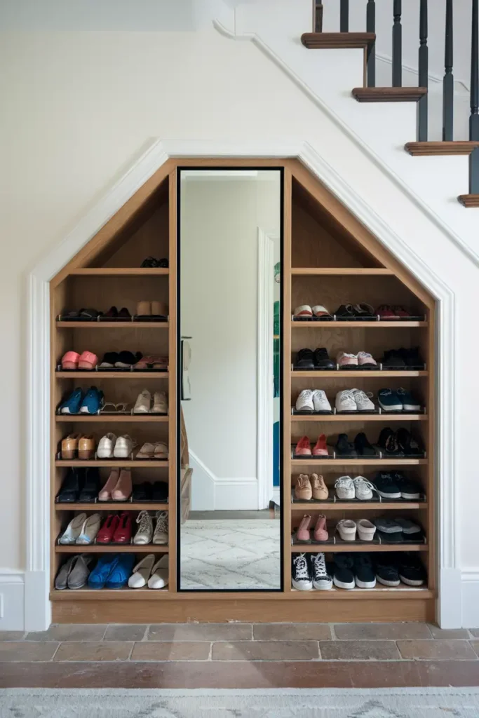Built In Shoe Closet with Full Length Mirror