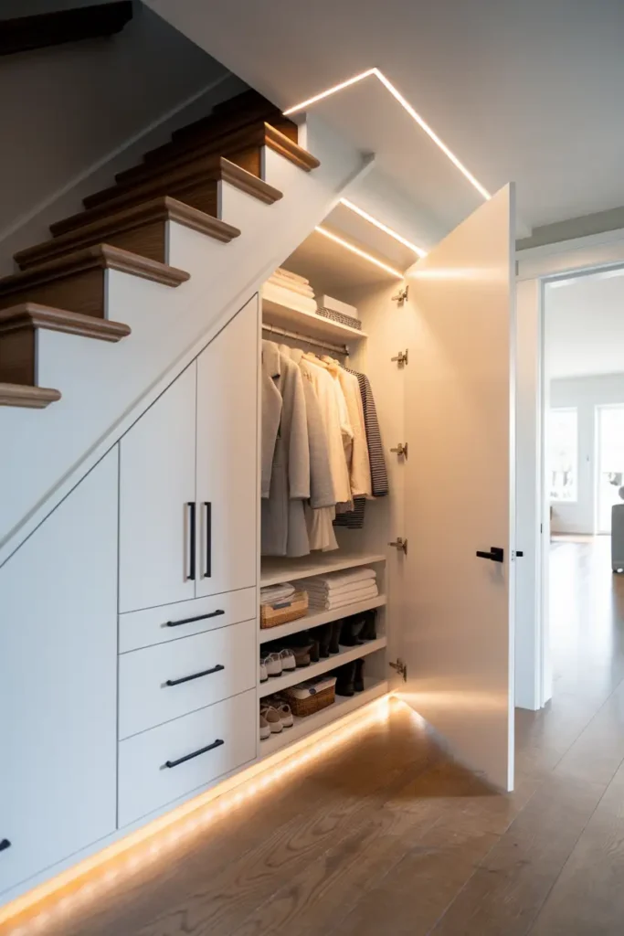 Closet Featuring LED Motion Sensor Lighting