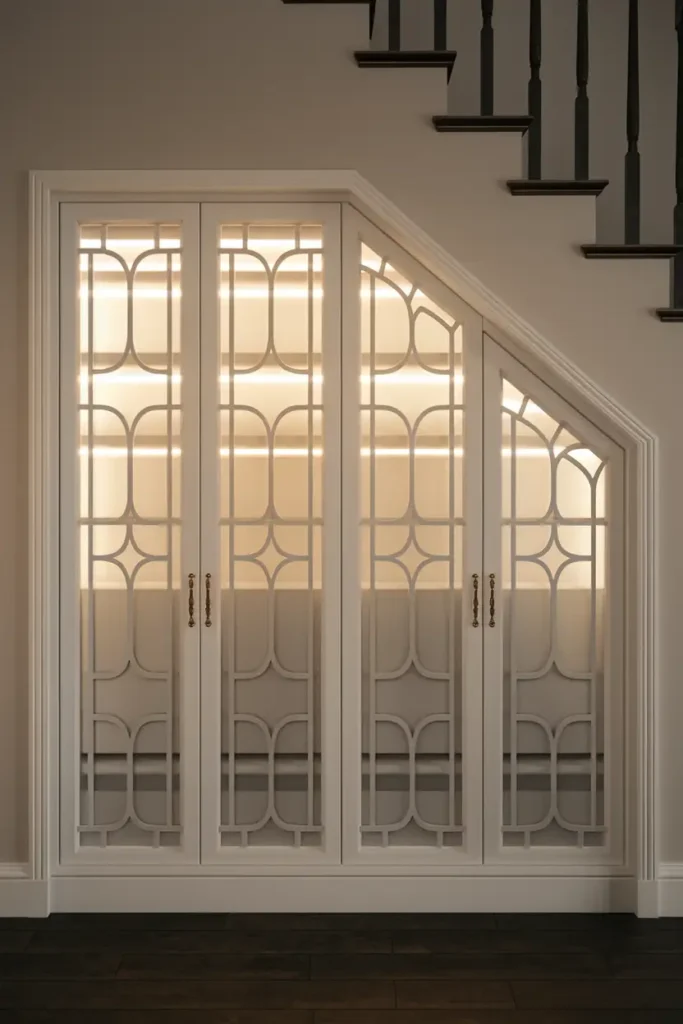 Closet with Decorative Glass or Frosted Panels