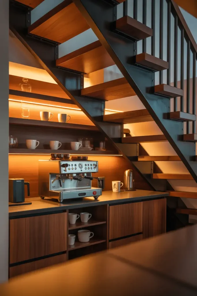 Coffee Station with LED Accent Lighting