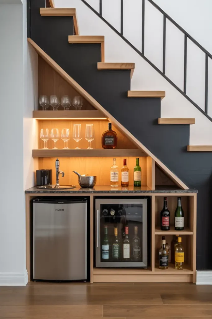 Compact Bar with Mini Fridge