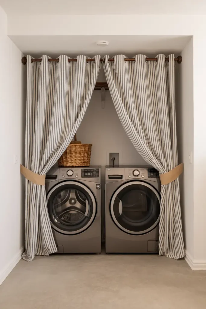 Cozy Laundry Nook with Curtains