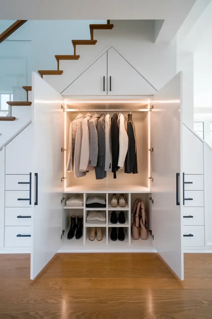 Double Door Closet with Upper and Lower Storage