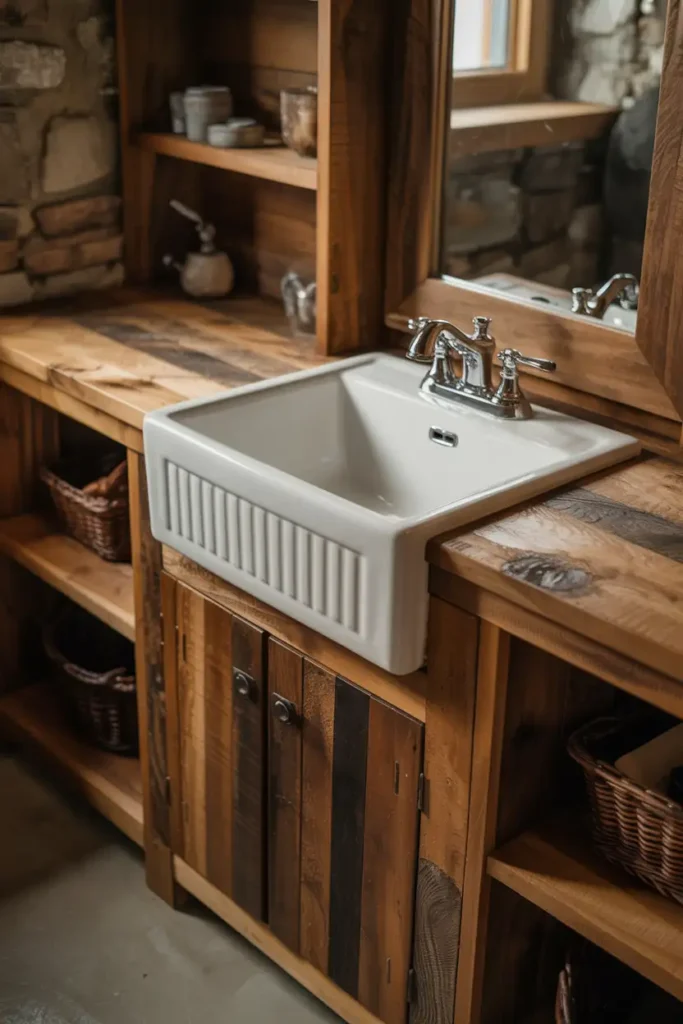 Farmhouse Sink and Wood Vanity Combo