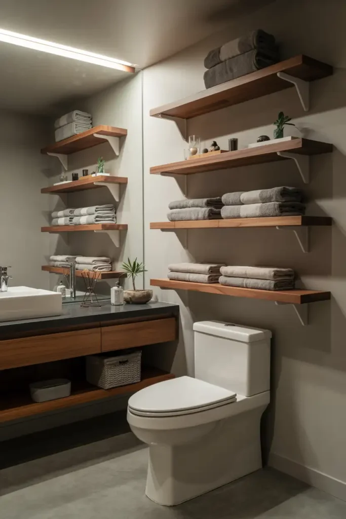 Floating Shelves for Towel Storage