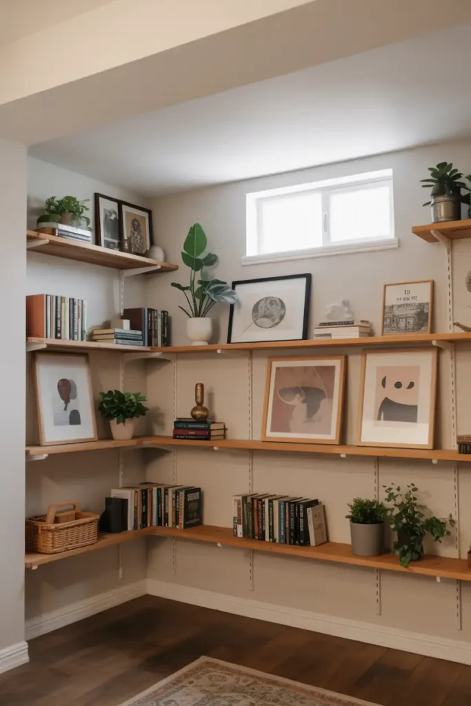 Floating Shelves with Art