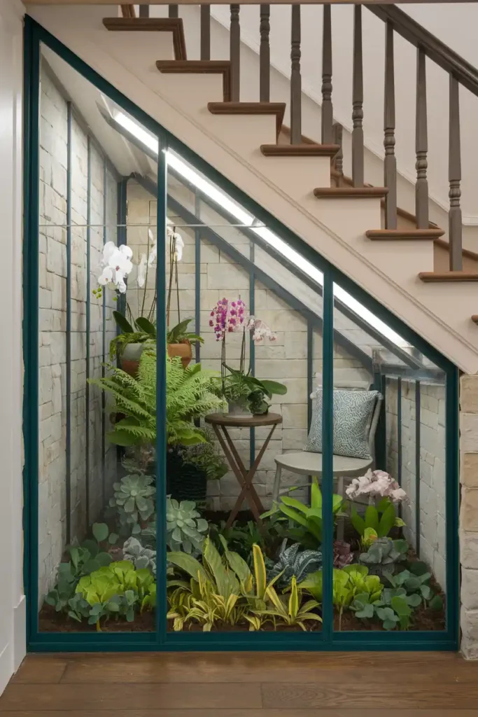 Glass Enclosed Indoor Greenhouse Setup