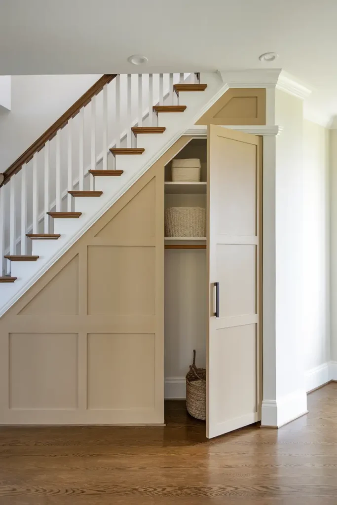 Hidden Closet Behind Paneled Wall