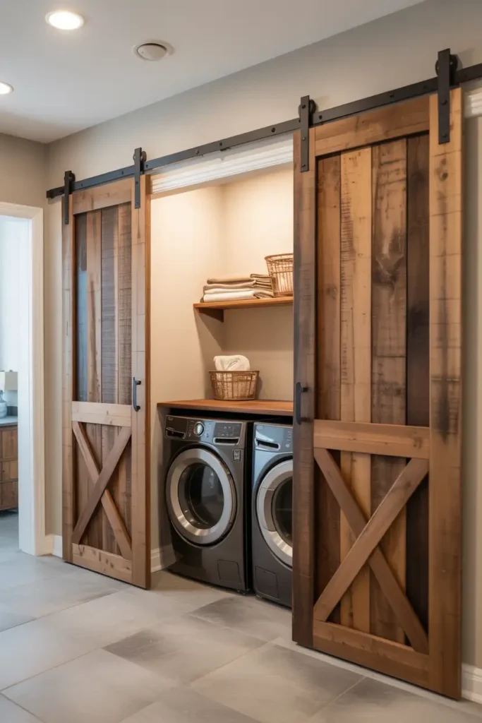 Hidden Laundry Behind Barn Doors