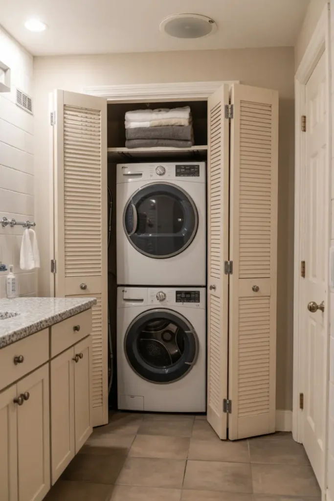 Hidden Laundry Nook Inside the Bath