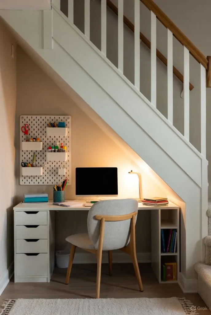 Homework Nook with Desk and Pegboard