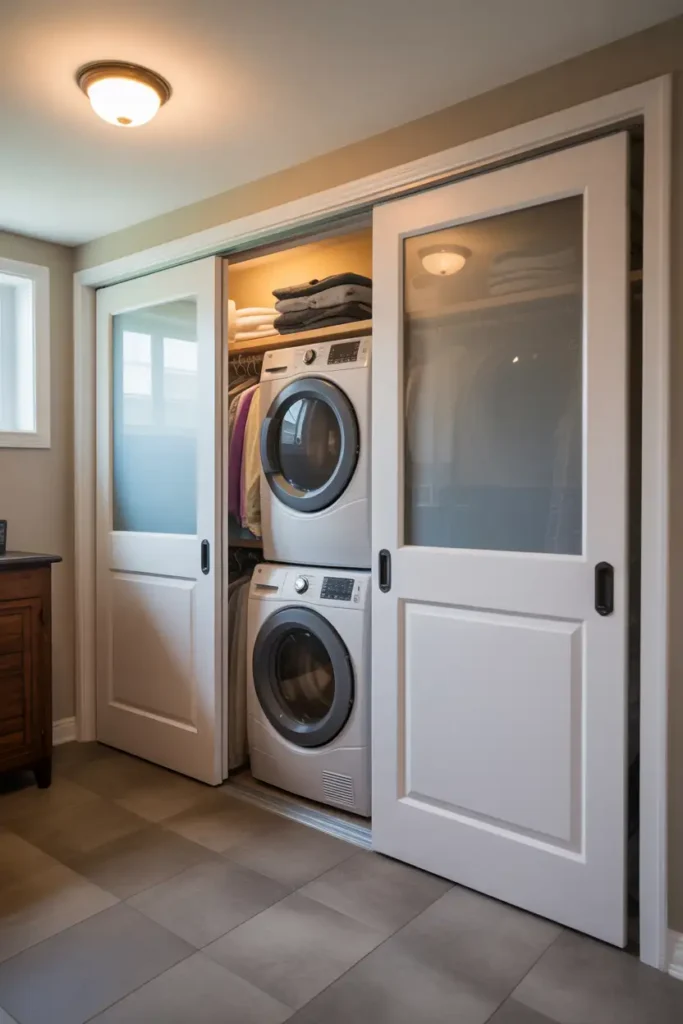 Laundry Closet with Sliding Doors