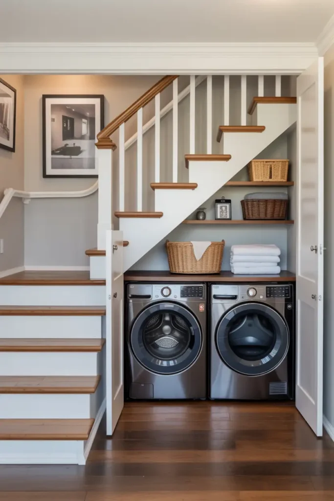 Laundry Station Under the Steps