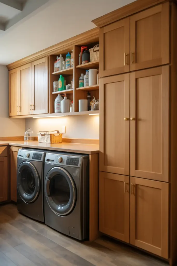 Light Wood Cabinets with Brass Pulls