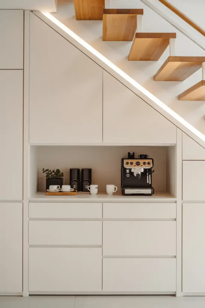 Modern Minimal Coffee Station with Hidden Storage