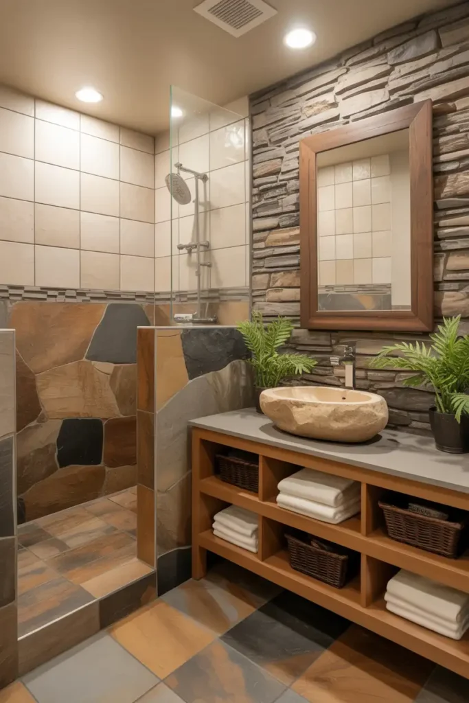 Nature-Inspired Stone and Wood Combo