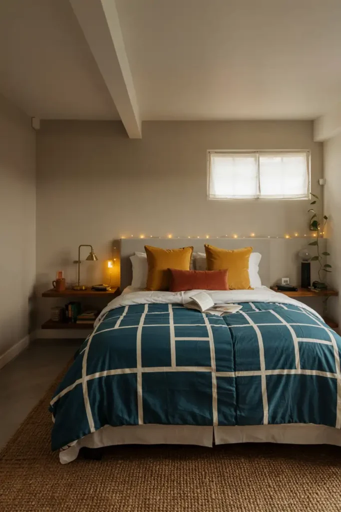 Neutral Wall Colors with Contrast Bedding