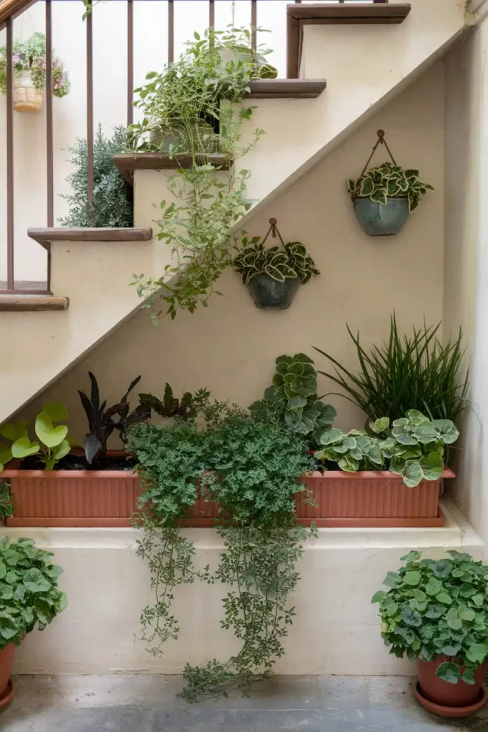 Planter Bench Design with Built In Pots
