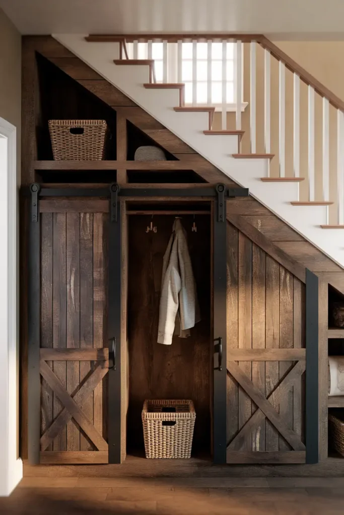 Rustic Wood Closet for Entryway Charm