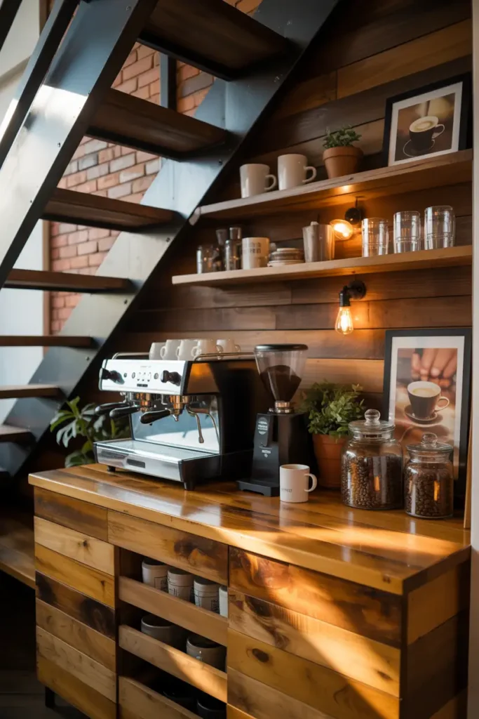 Rustic Wood Counter Coffee Nook