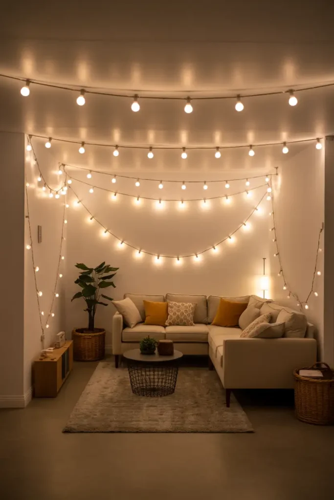 String Light Ceiling Feature