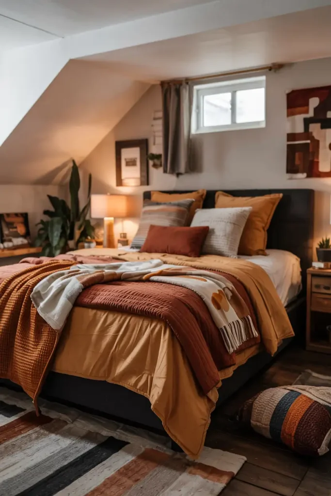 Warm Toned Bedding Layers