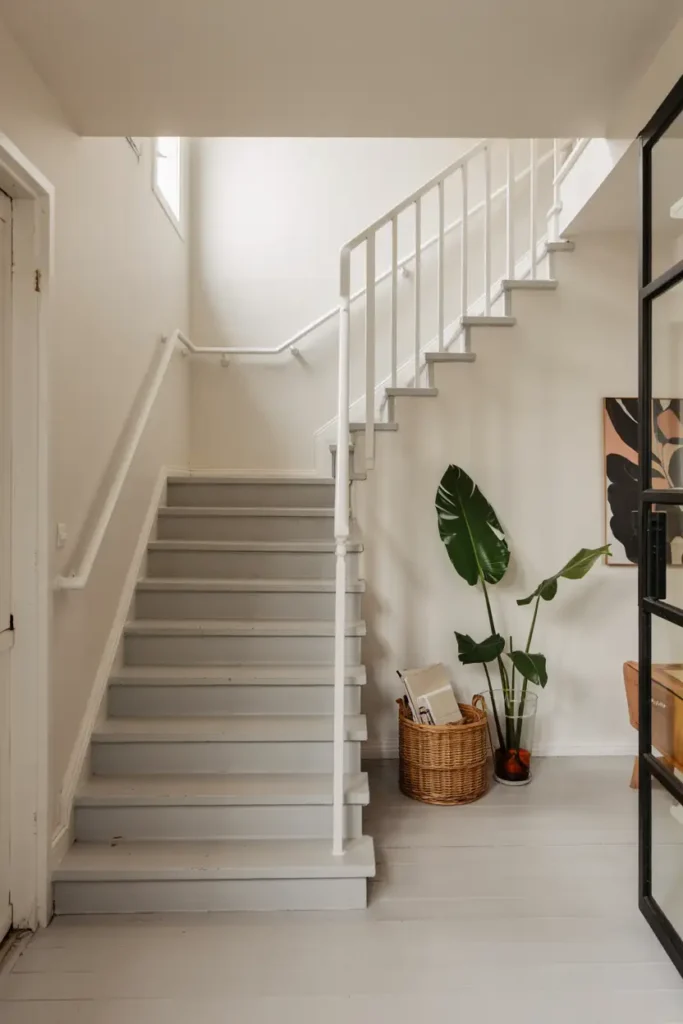 White Minimalist Metal Railing