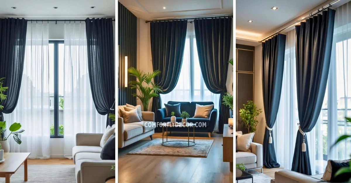 black curtains living room ideas