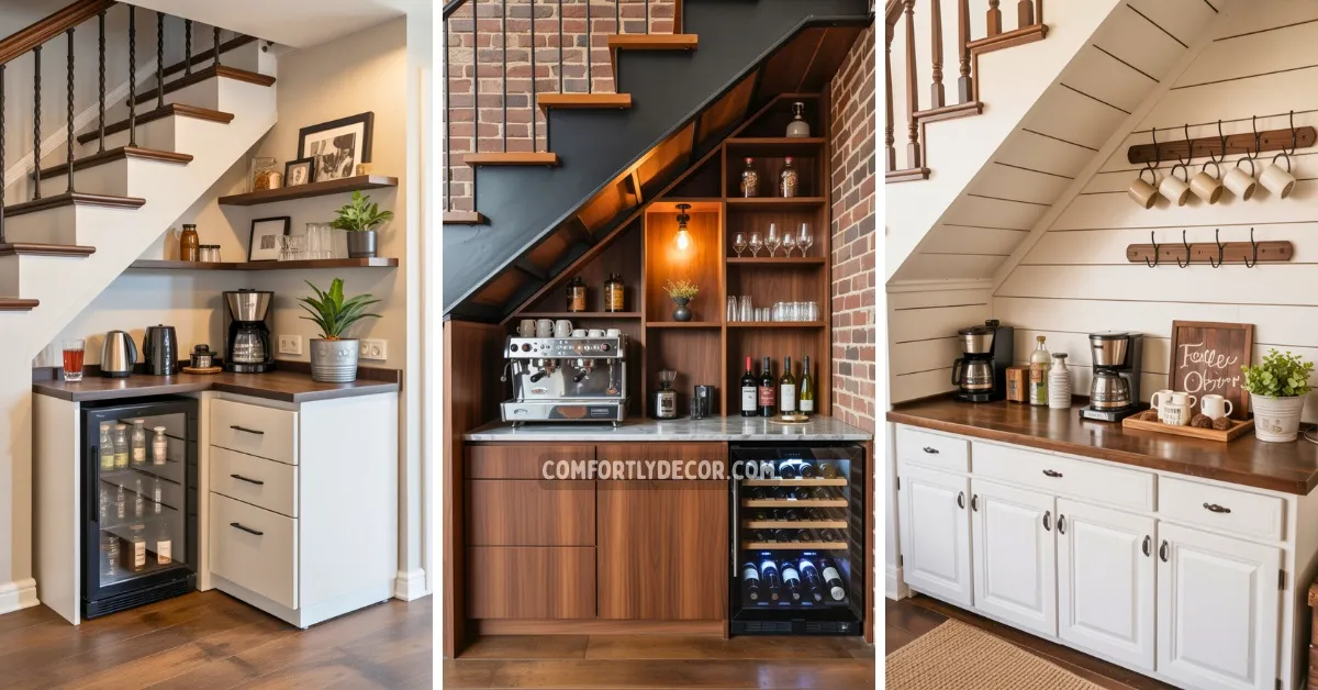 coffee bar under stairs
