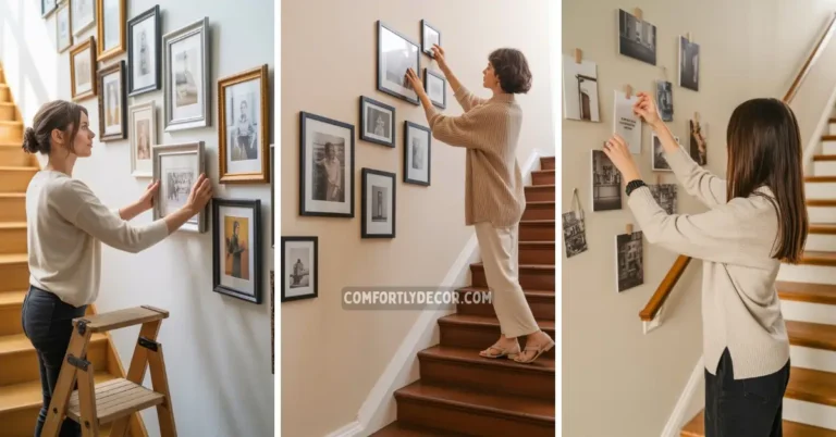 how to hang pictures on staircase wall