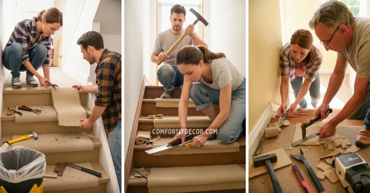 how to remove carpet from stairs