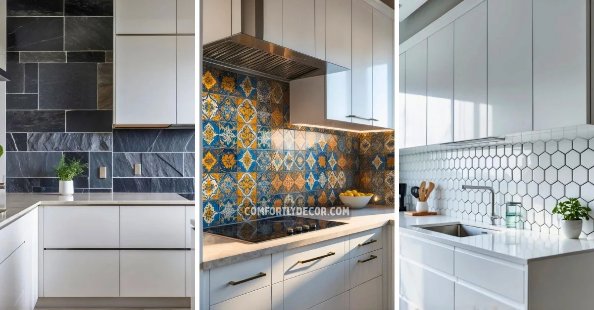 kitchen backsplash with white cabinets