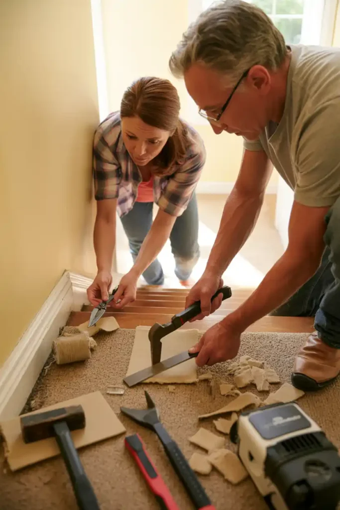 removing carpet from stairs