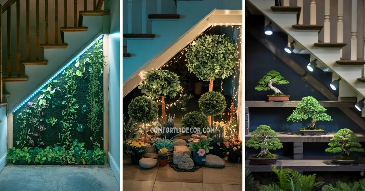 small garden under stairs