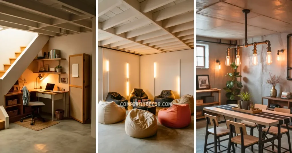 unfinished basement ideas on a budget