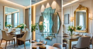 mirror behind dining table