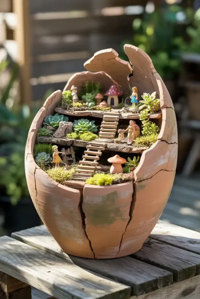 Broken Pot Fairy Garden