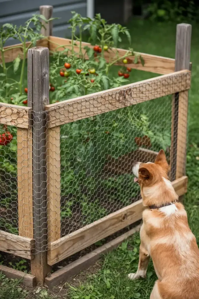 Chicken Wire and Wood Posts