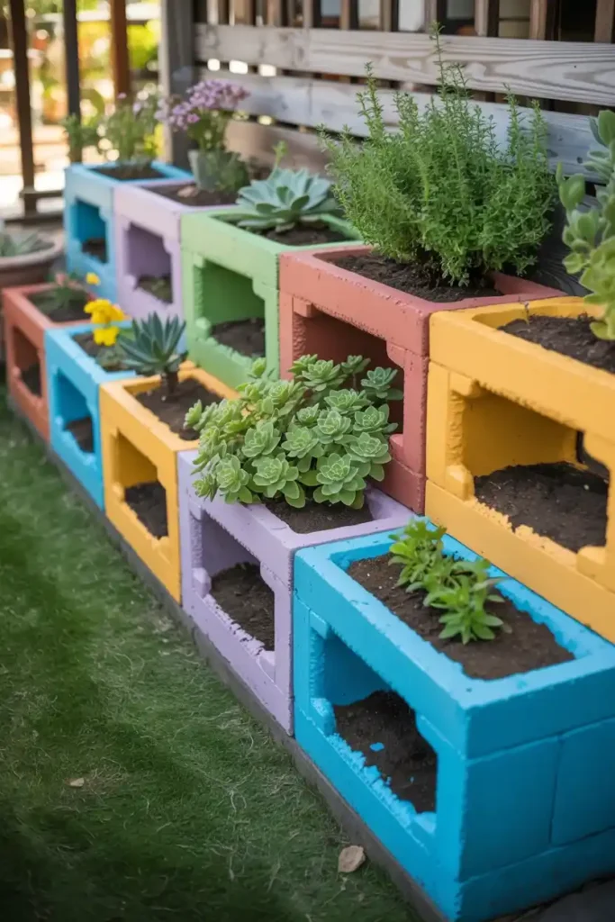 Cinder Block Planter Wall 1
