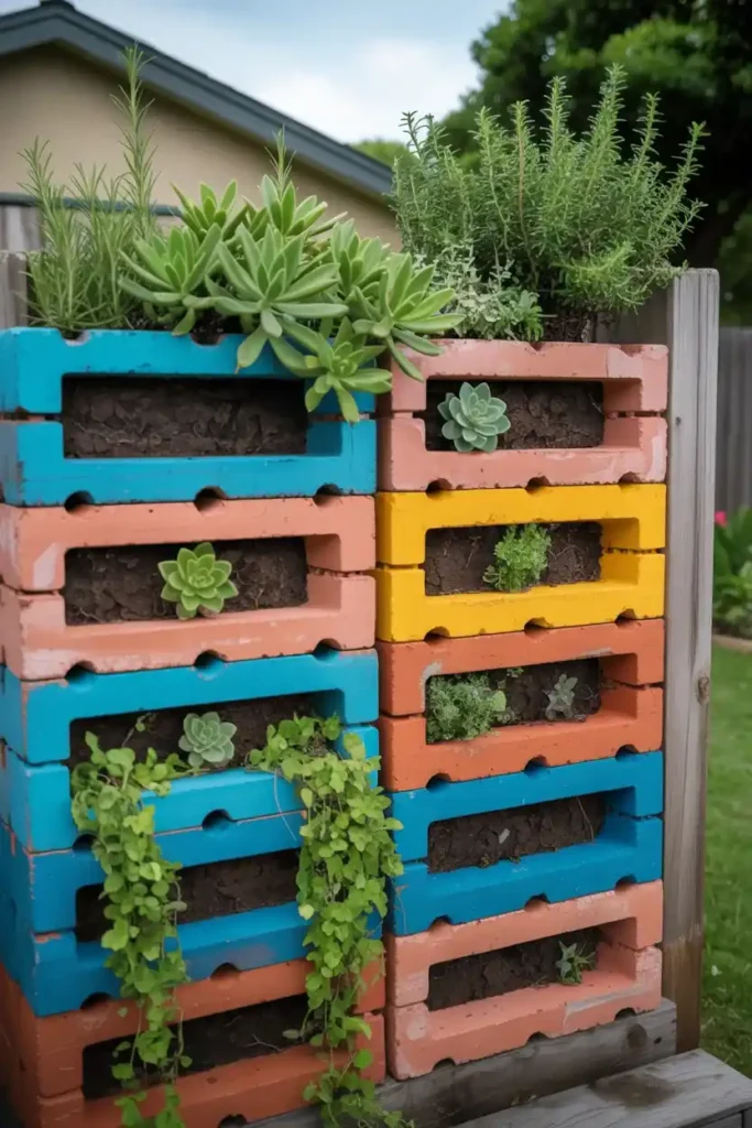 Cinder Block Planter Wall
