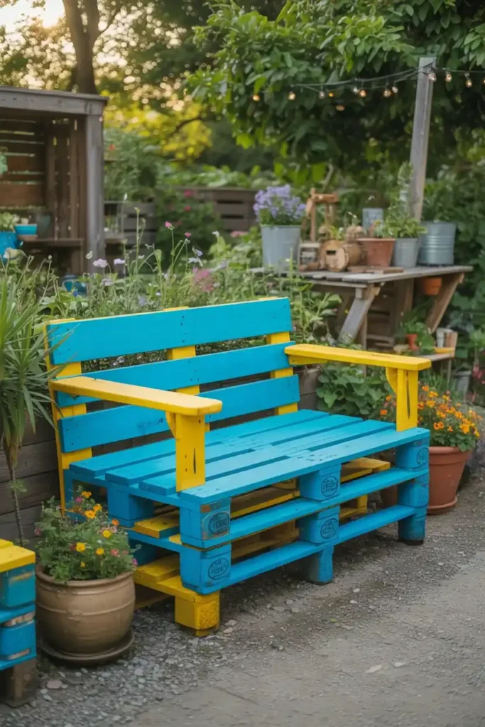 Colorful Pallet Bench
