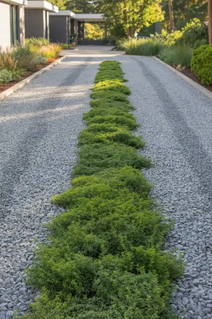 Driveway with Green Strip