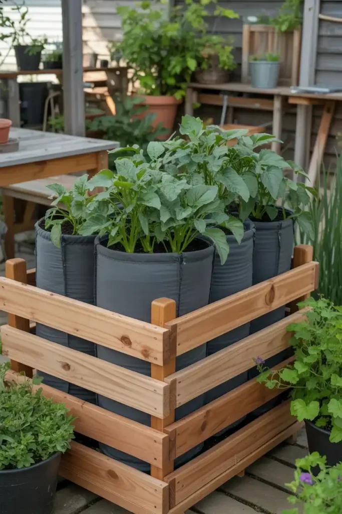 Fabric Grow Bags in Frames