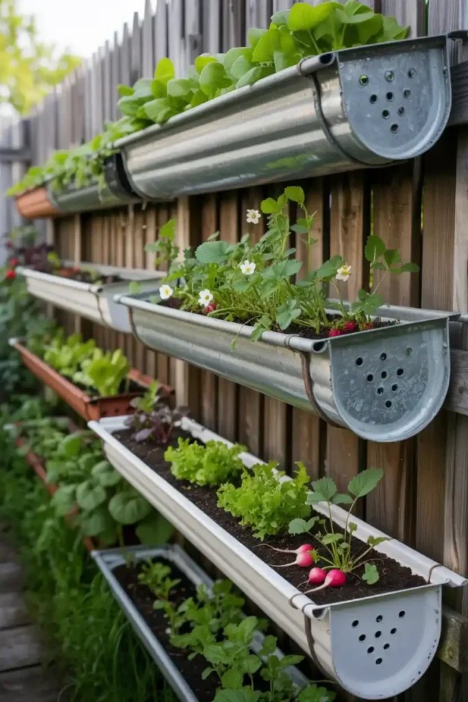 Gutter Garden on a Fence