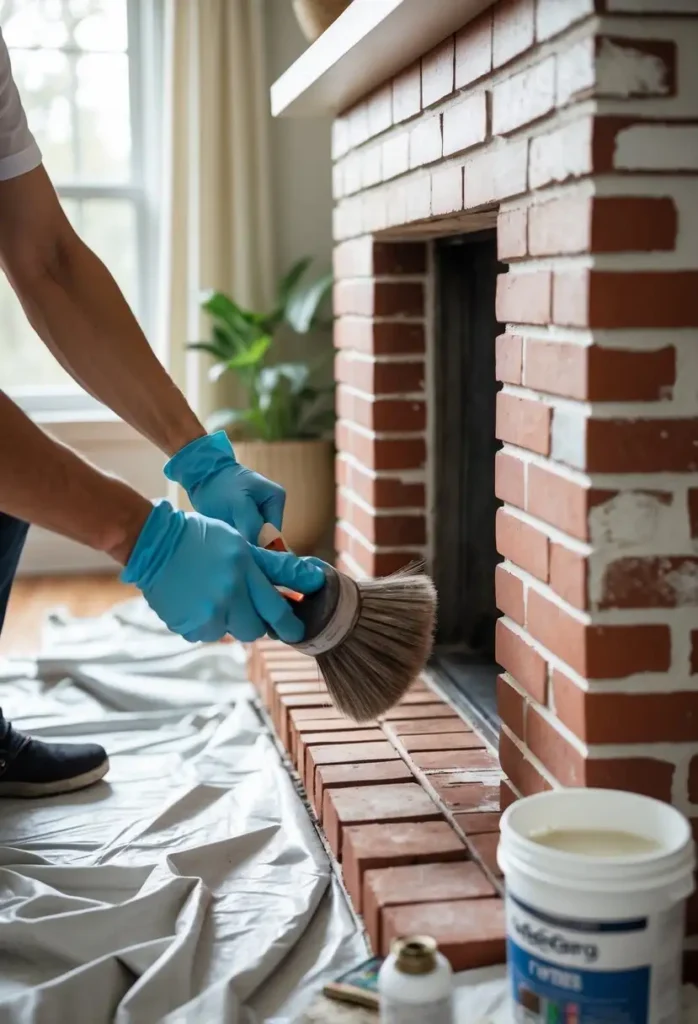 How to Paint Brick Fireplace 1