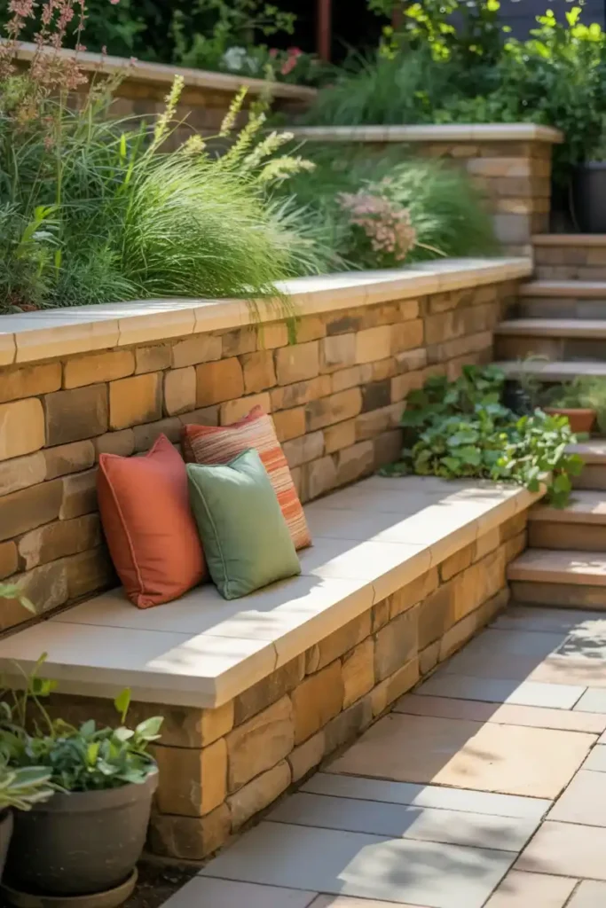 Retaining Wall With Built In Bench 1